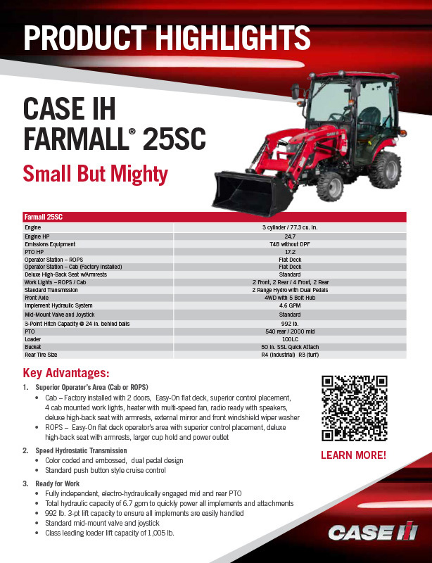 Case IH Farmall 25SC Comparison